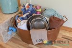 All the linens, bowls and potty bags you need for your dogs.